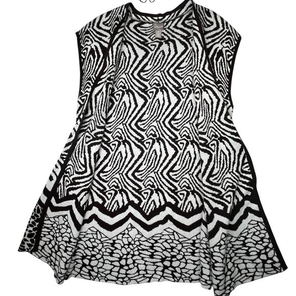 Chico's Open Front Cardigan Sweater Vest L Size 3 Lightweight Zebra Print Mature - Picture 6 of 10